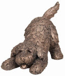 Barney the Cockapoo dog playing cold cast bronze statue