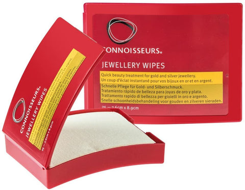 Connoisseurs Jewellery Polish Cleaning Wipes - Suitable for Silver & Gold - Anti-Tarnish Shield for Shine - Compact Case - 25 Dry Non-Toxic Wipes