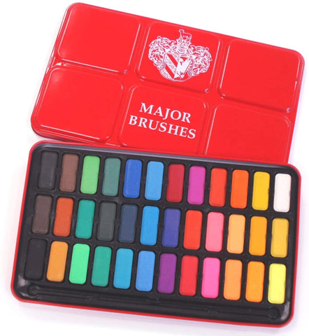 Major Brushes Watercolour Block Tin Set of 36 Colours