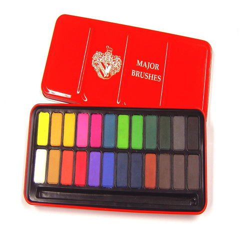 Major Brushes Watercolour Block Tin Set of 24 Colours